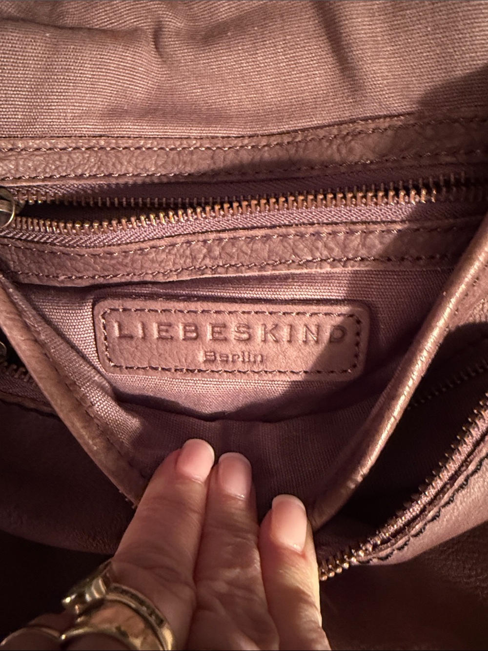 Liebeskind Taupe Brown Leather Crossbody with Pyramid Studs. NWT. - Picture 6 of 8